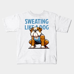 Sweating Like a Dog: Bulldog Squat Power Kids T-Shirt